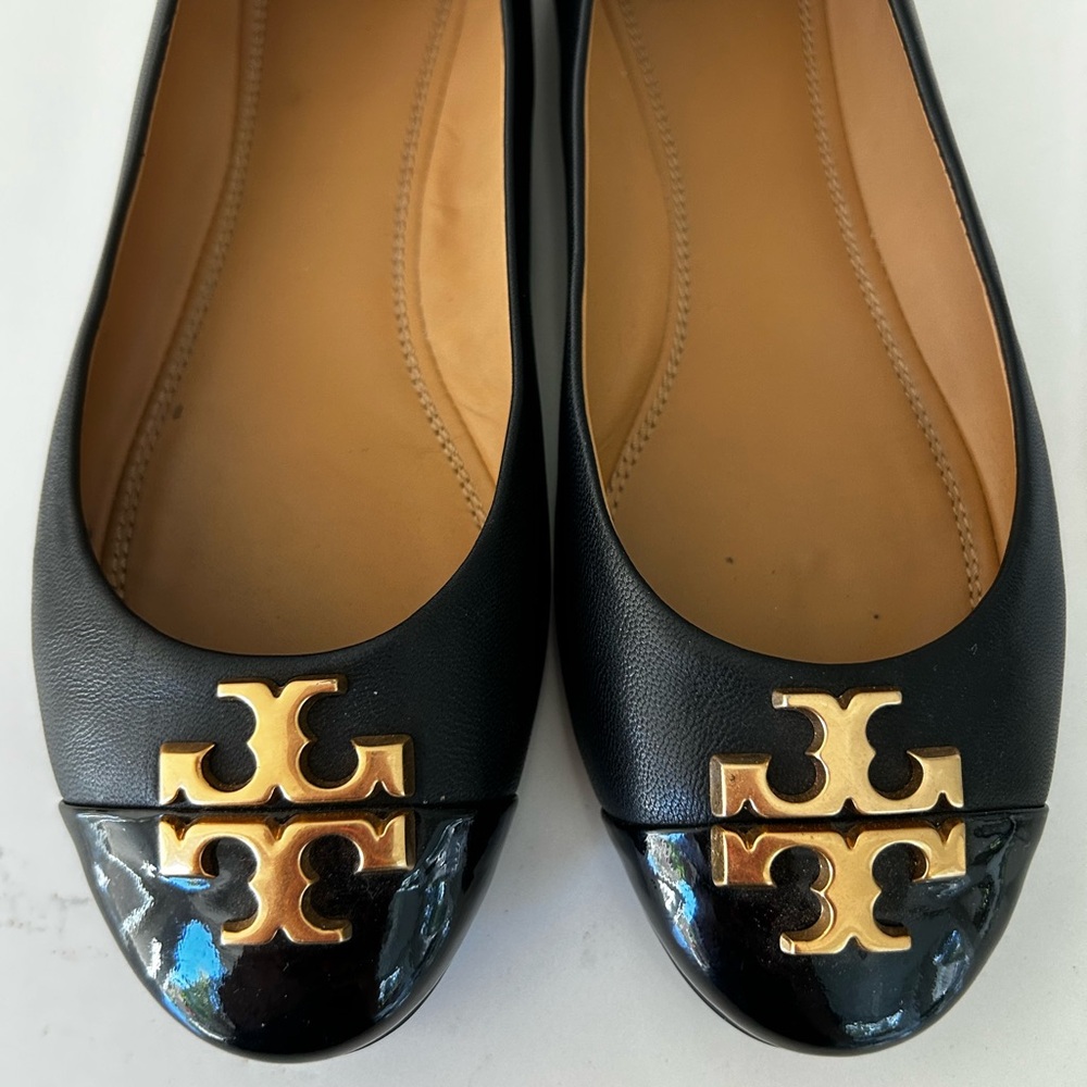 Tory Burch Black and Gold flats